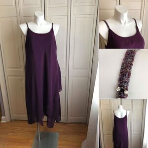 PURPLE RUFFLE DRESS WITH BEADED STRAPS